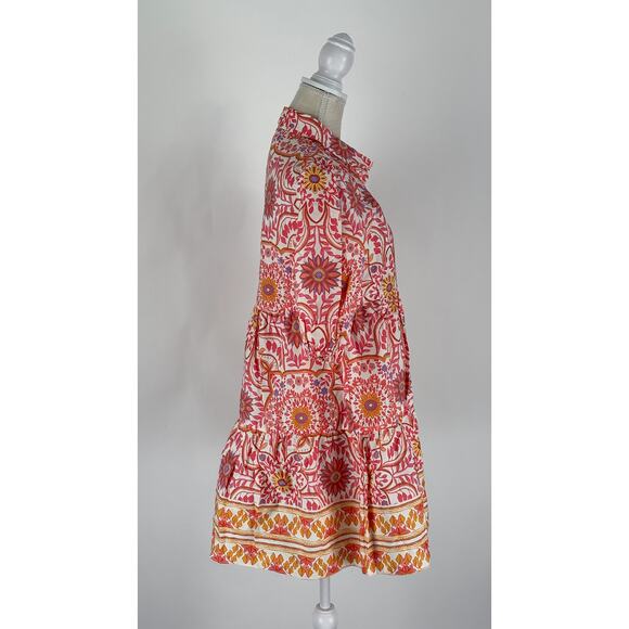 Talulah Malia Floral Puff Sleeve Tiered Mini Dress Womens Size Medium New Pink - Picture 7 of 11